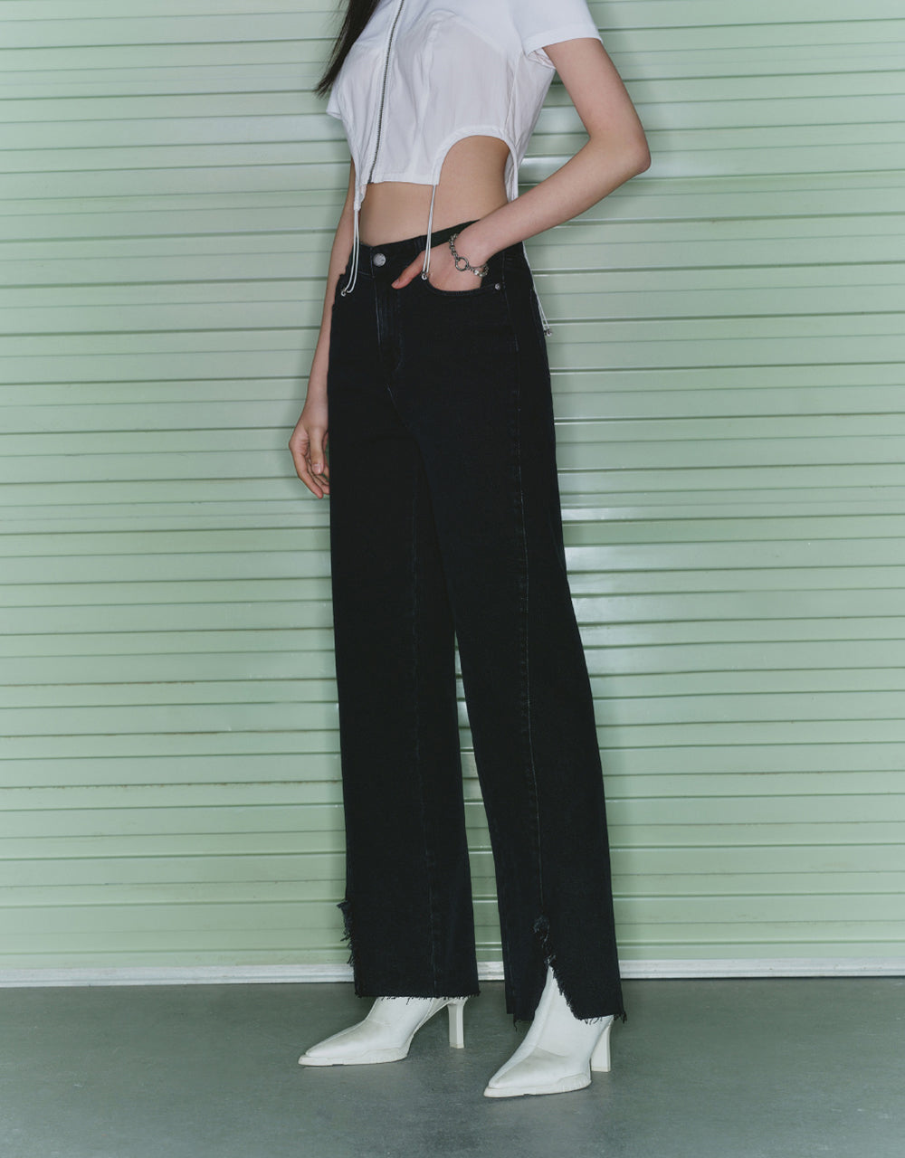 Raw Hem Straight Jeans