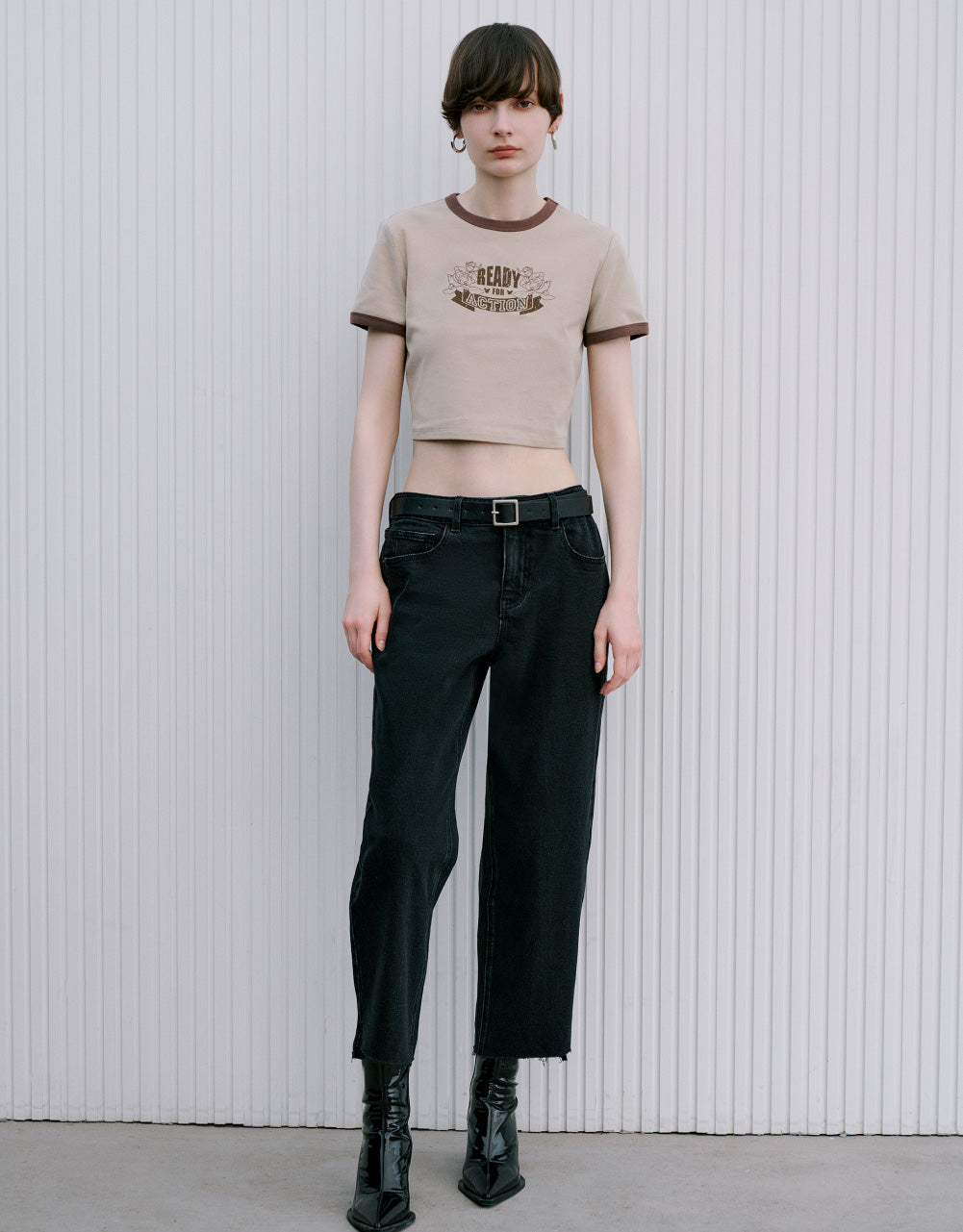 Raw Hem Straight Jeans With Belt