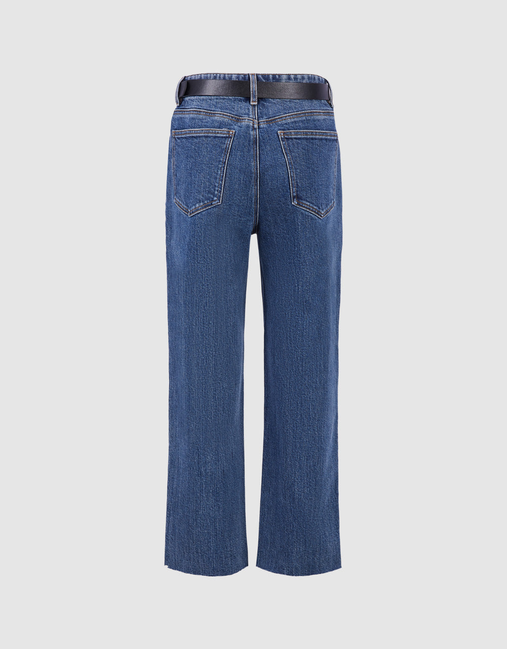 Raw Hem Straight Jeans With Belt