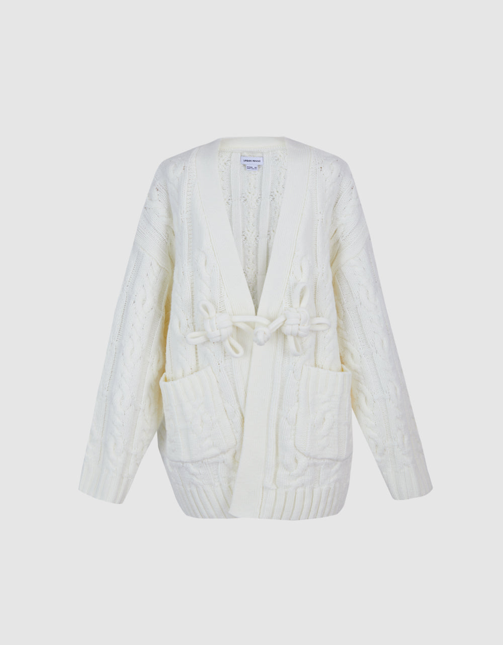 Cable Knit Cardigan With Knot