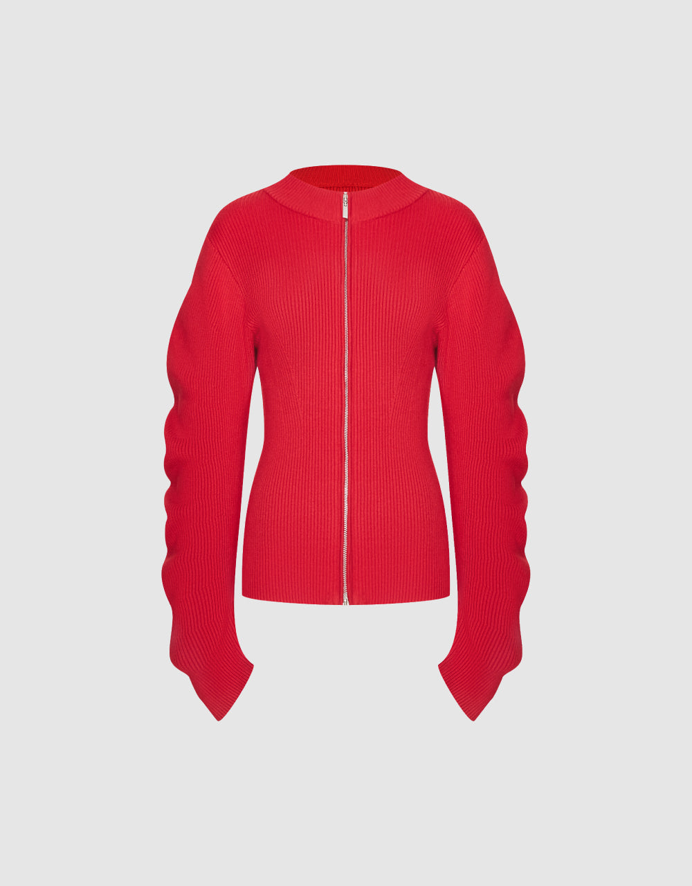 Zipper Front Knitted Cardigan