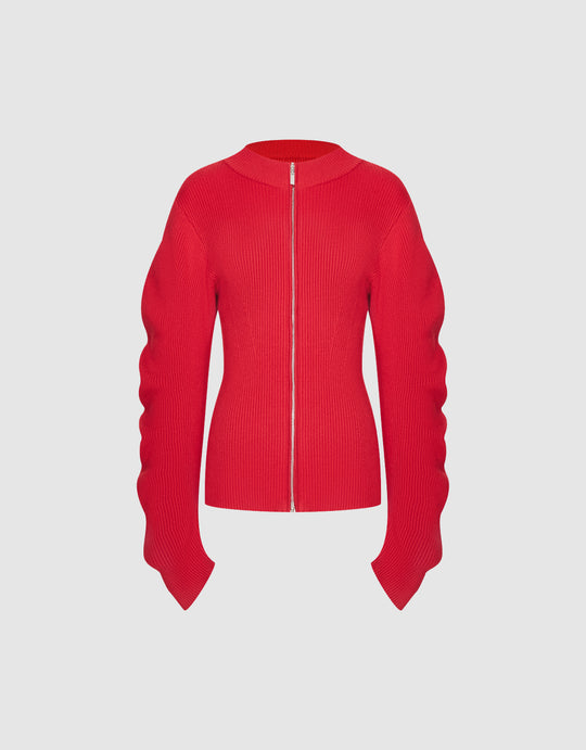 Zipper Front Knitted Cardigan