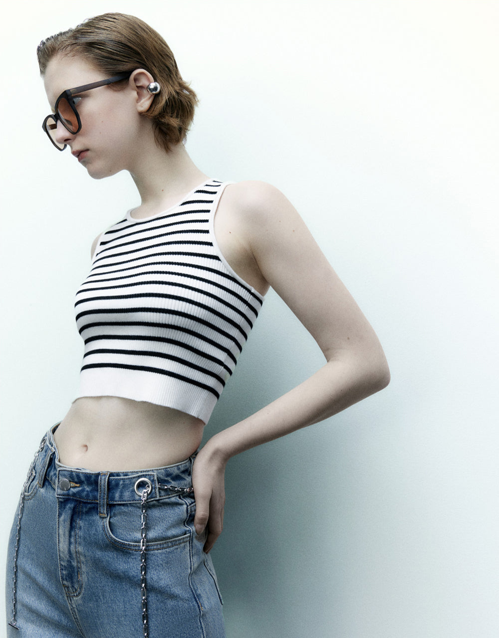 Stripe Knitted Tank Top