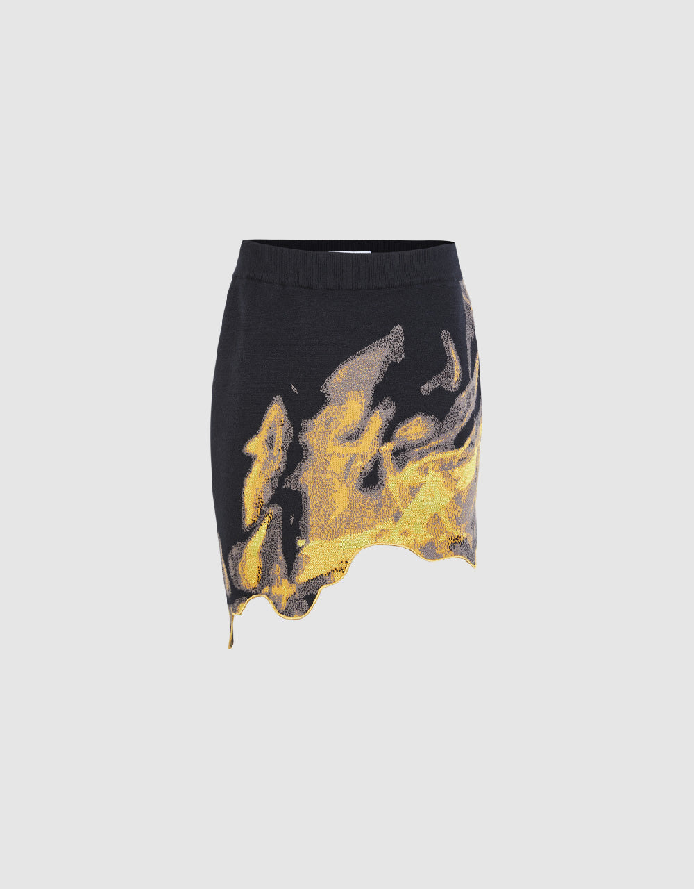 Asymmetrical Lettuce Trim Knitted Skirt
