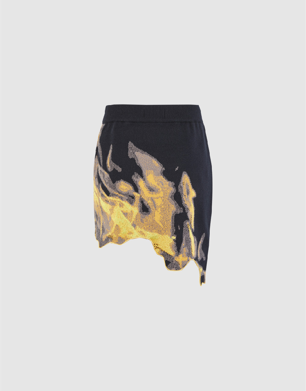 Asymmetrical Lettuce Trim Knitted Skirt