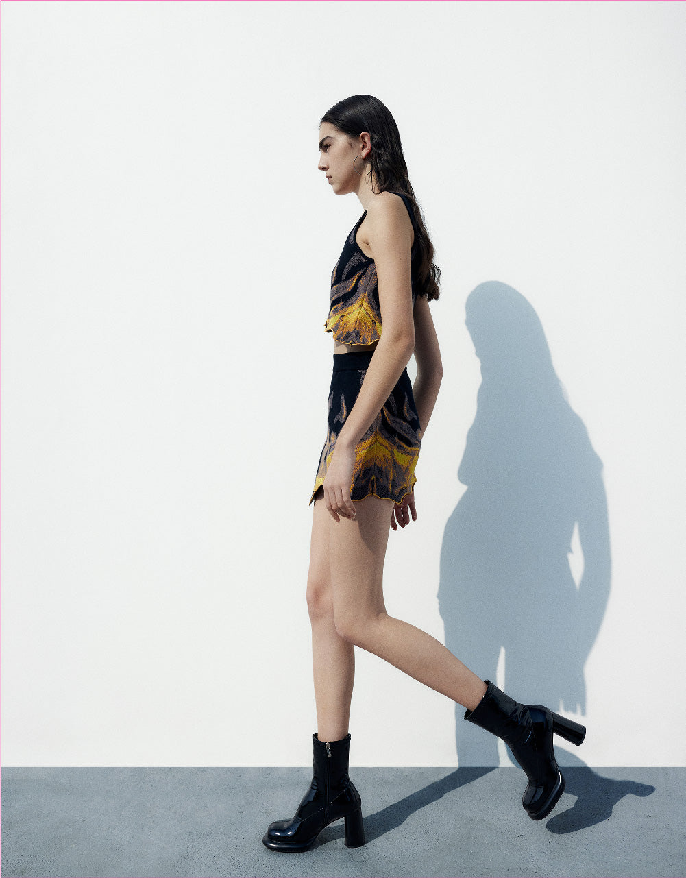Asymmetrical Lettuce Trim Knitted Skirt