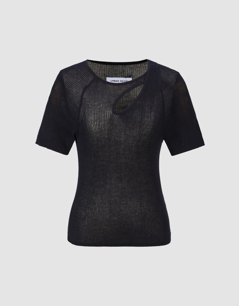 Cut-Out Rib Knitted T-Shirt