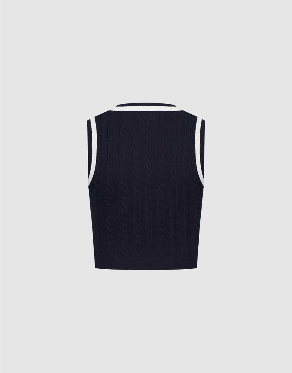 Number Embroidery Cable Knit Vest
