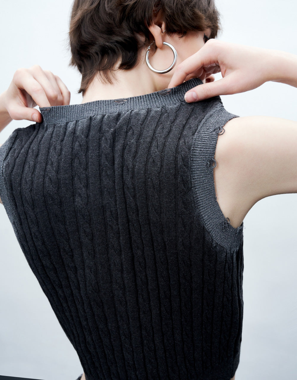 Crew Neck Rib Knitted Vest