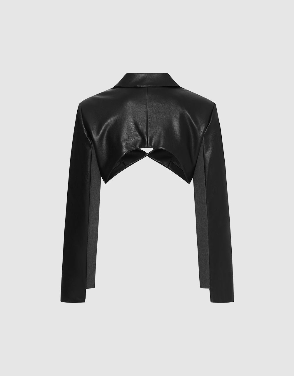 Faux Leather Cropped Blazer