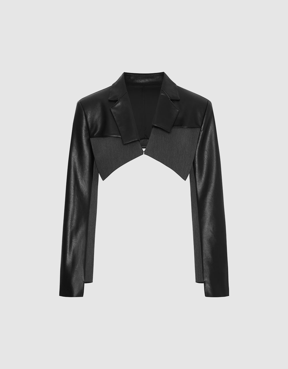 Faux Leather Cropped Blazer