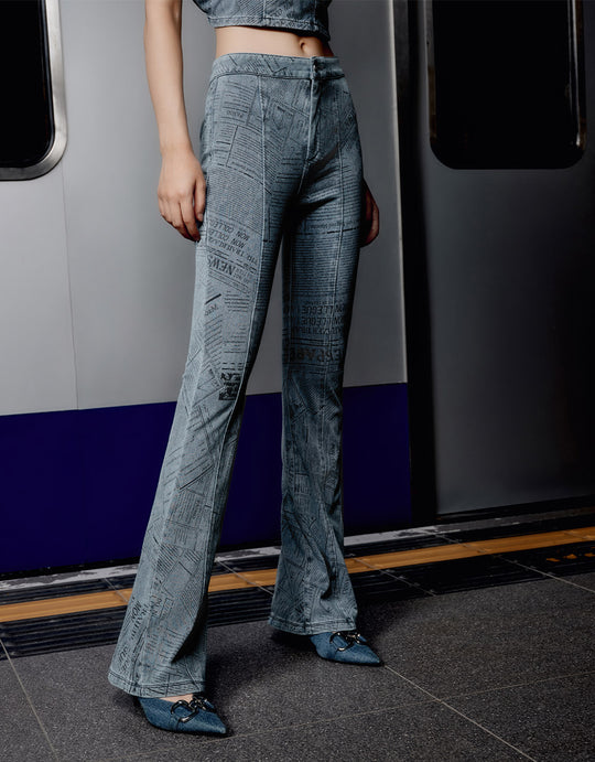 Printed Flare Jeans