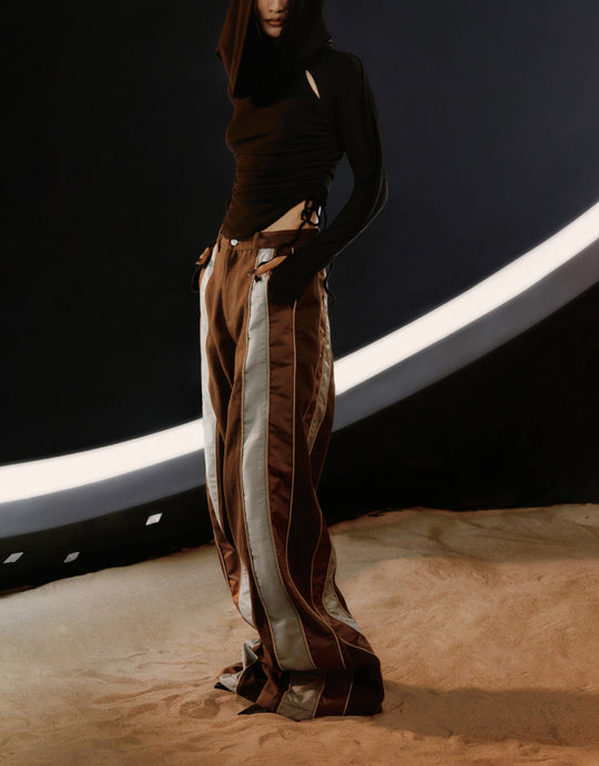 Patchwork Wide-Leg Pants