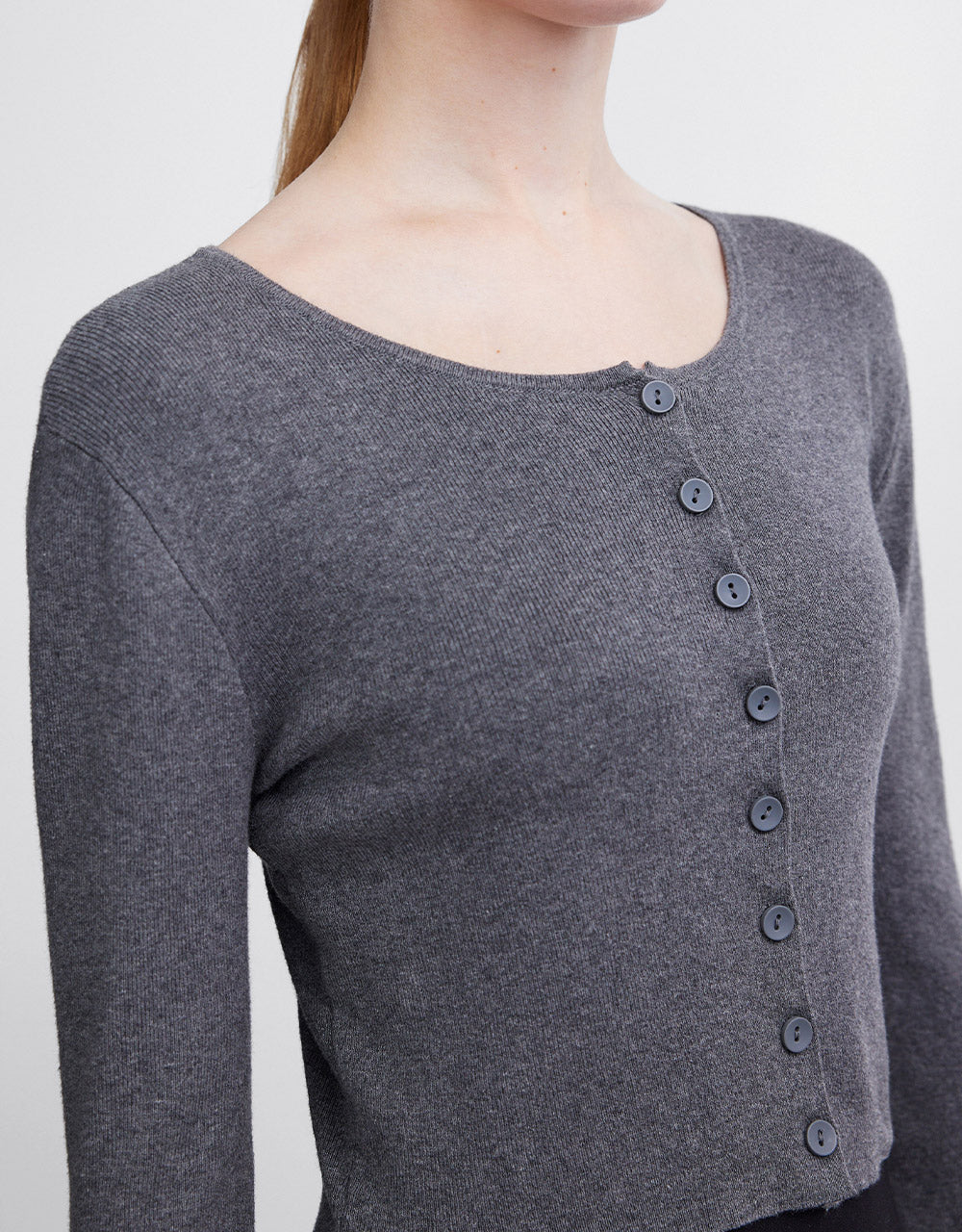 Buttoned Rib Knit Cardigan