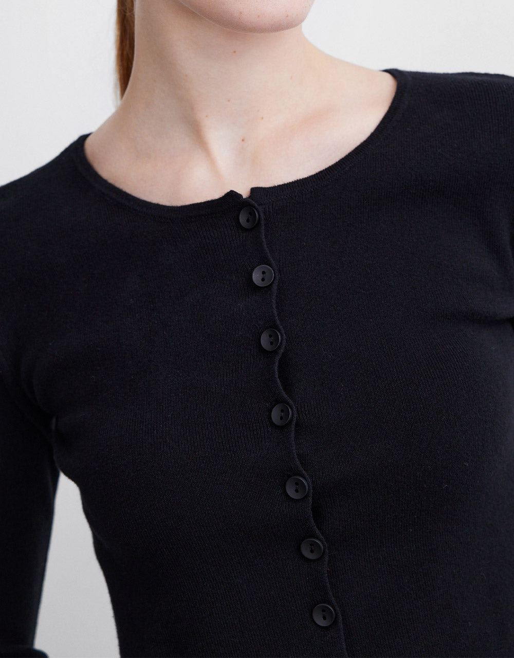Buttoned Rib Knit Cardigan