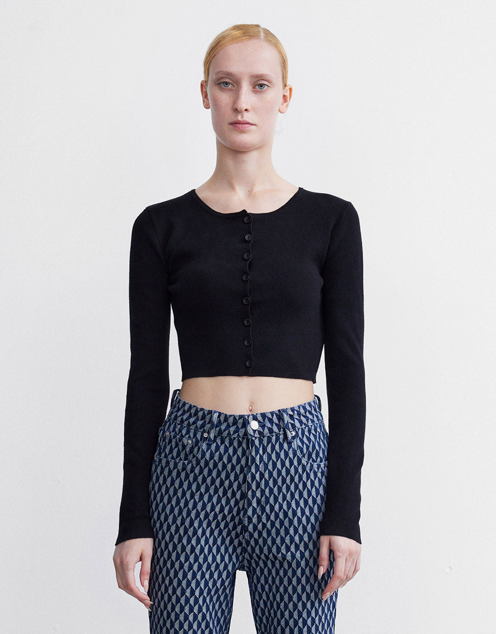 Buttoned Rib Knit Cardigan