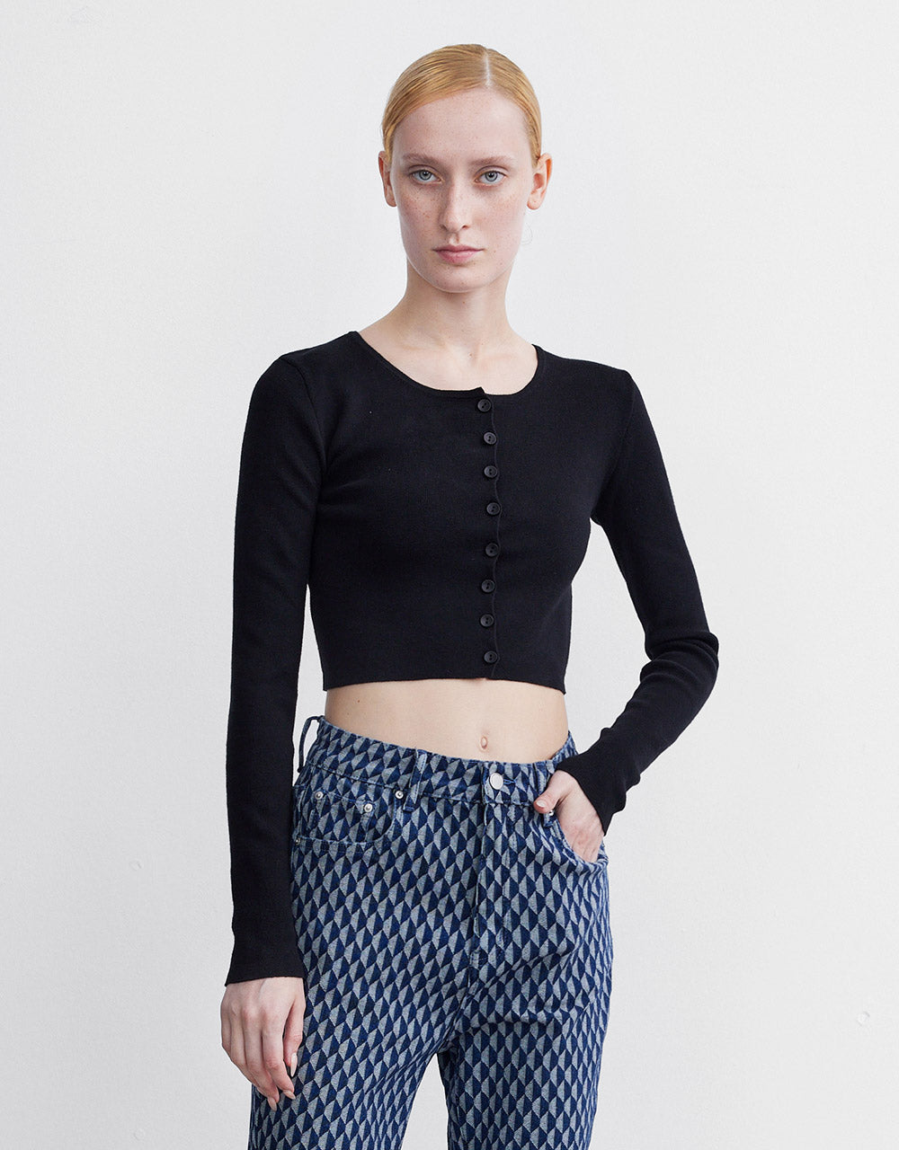 Buttoned Rib Knit Cardigan