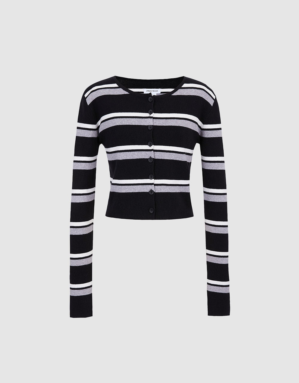 Buttoned Rib Knit Cardigan