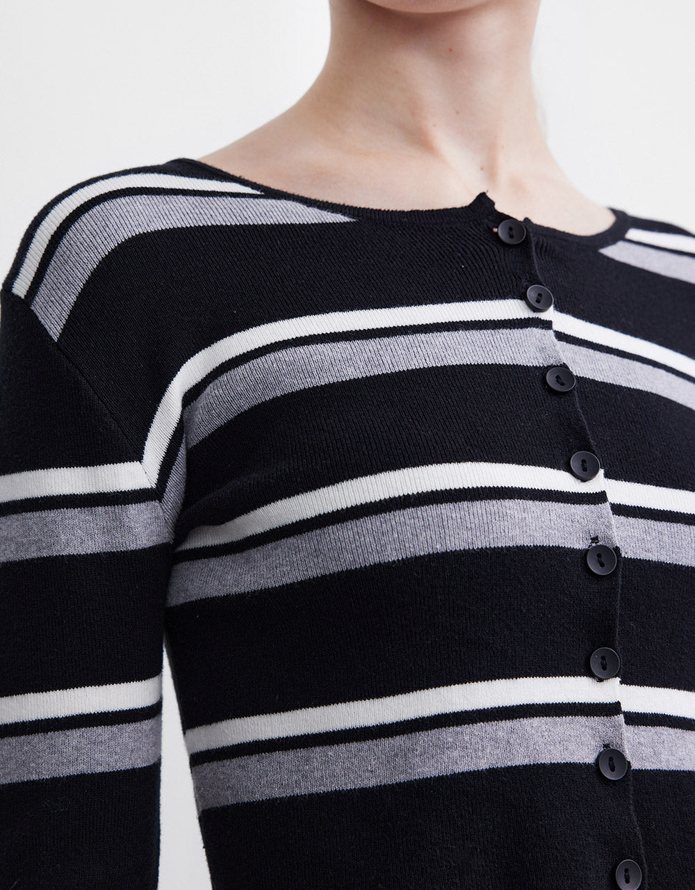 Buttoned Rib Knit Cardigan