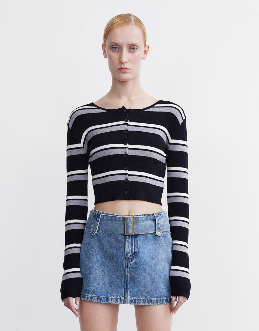 Buttoned Rib Knit Cardigan