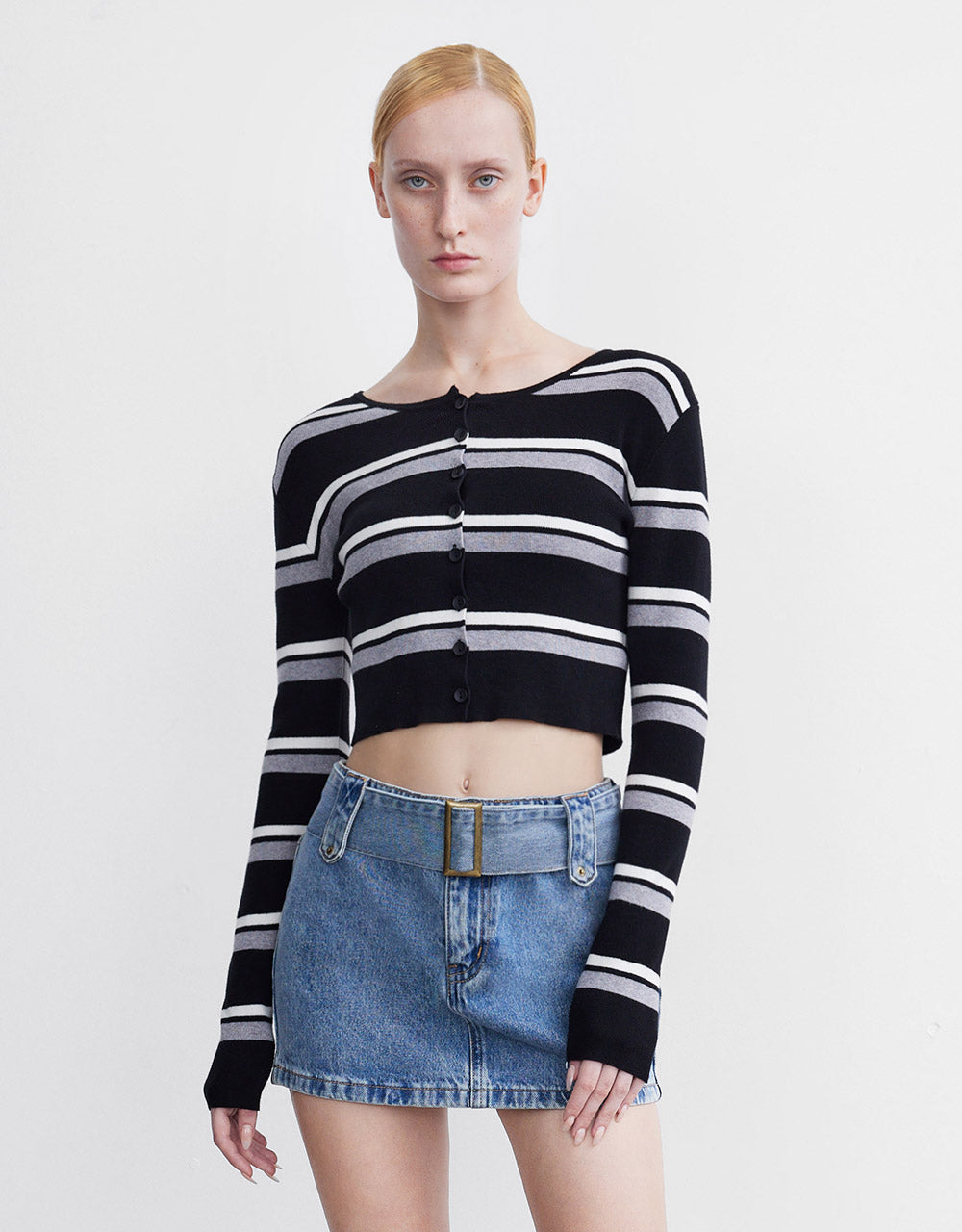 Buttoned Rib Knit Cardigan