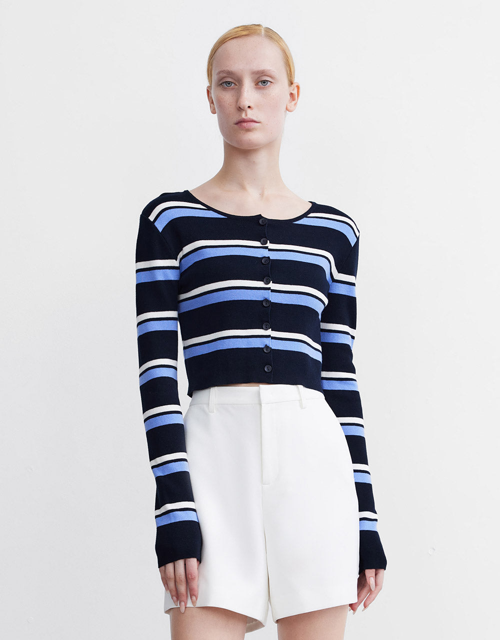 Buttoned Rib Knit Cardigan