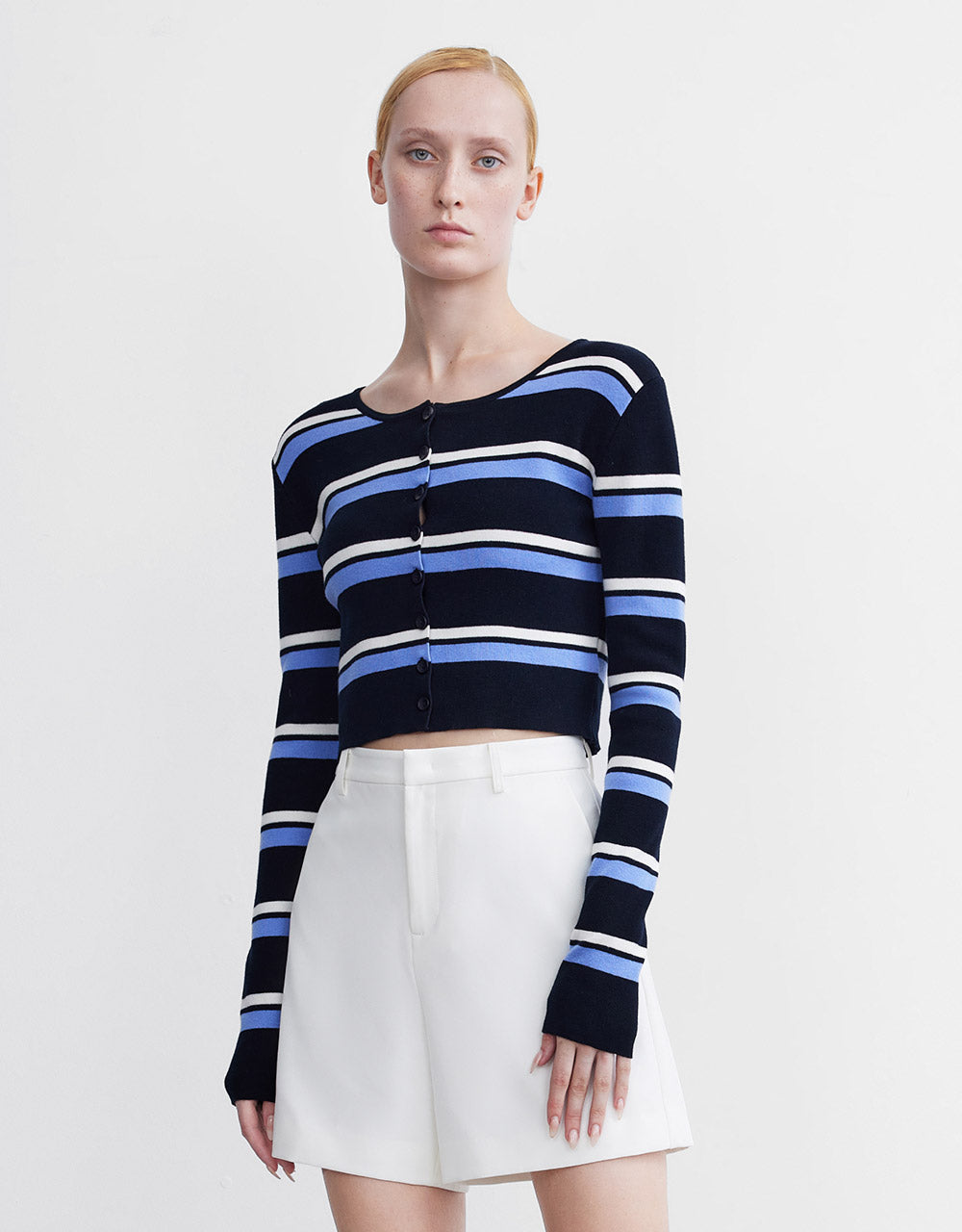 Buttoned Rib Knit Cardigan