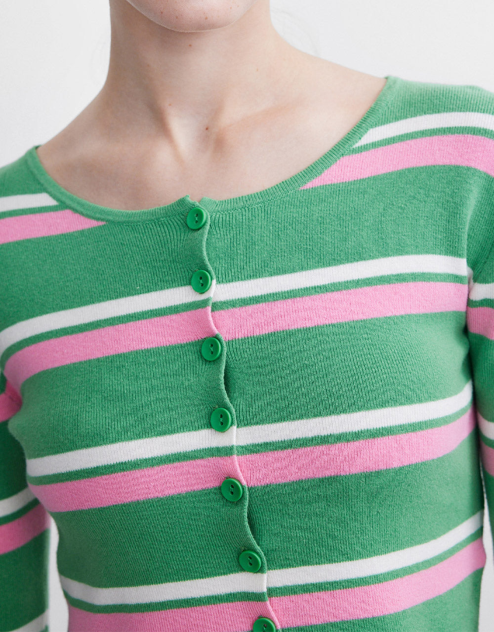 Buttoned Rib Knit Cardigan