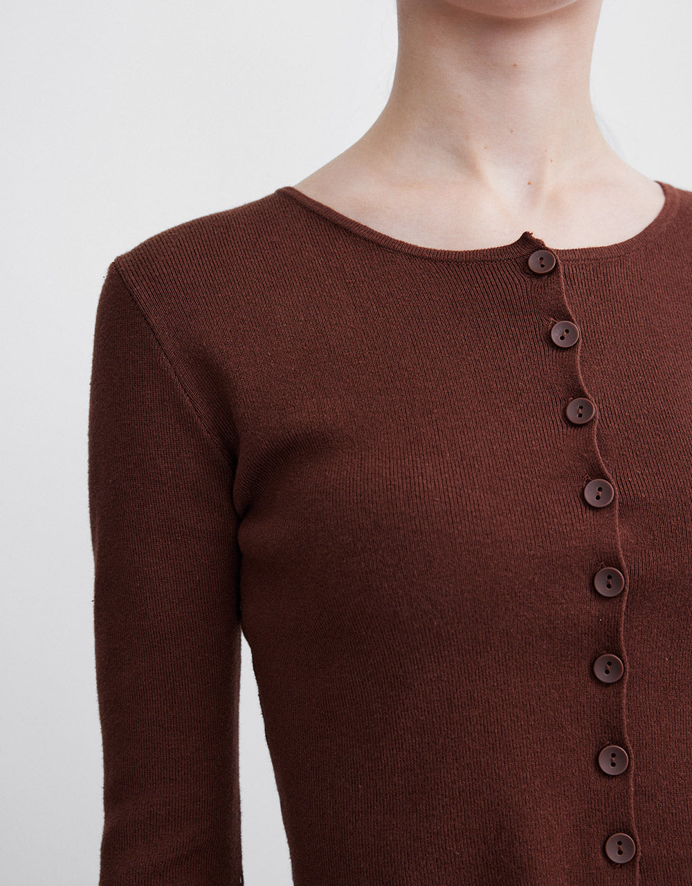 Buttoned Rib Knit Cardigan