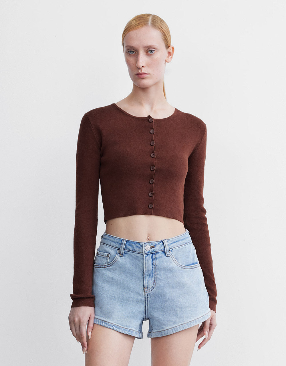 Buttoned Rib Knit Cardigan