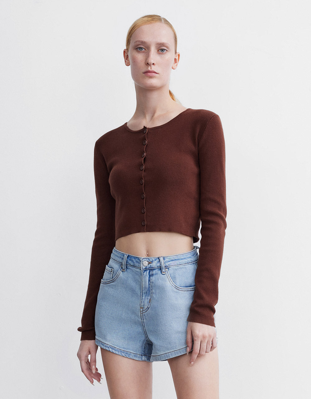 Buttoned Rib Knit Cardigan