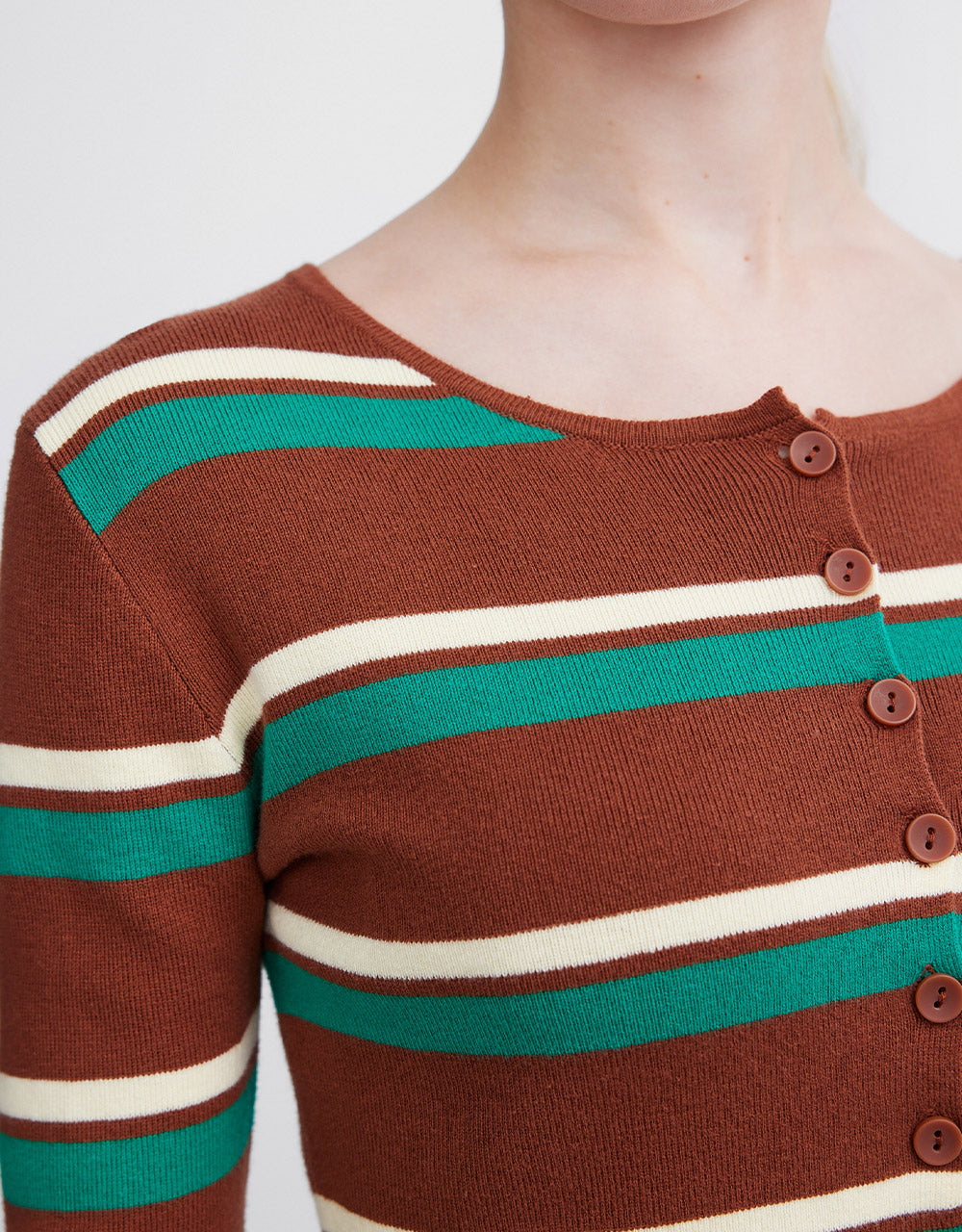 Buttoned Rib Knit Cardigan