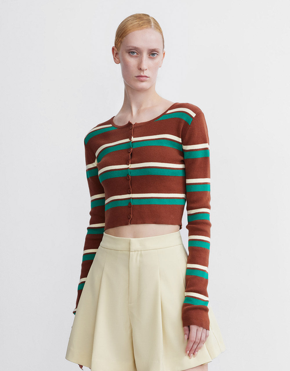 Buttoned Rib Knit Cardigan