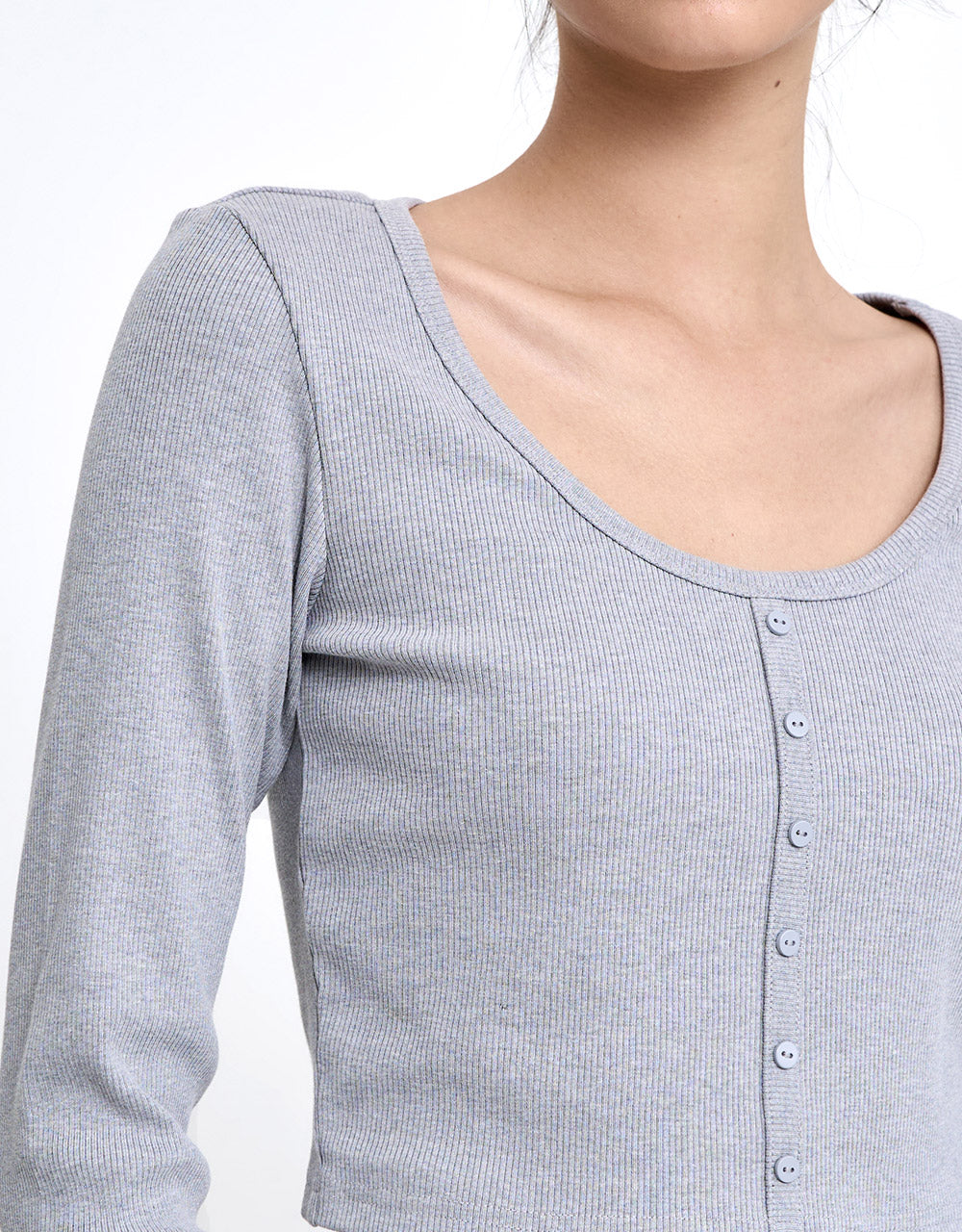 Buttoned Rib Knit Top