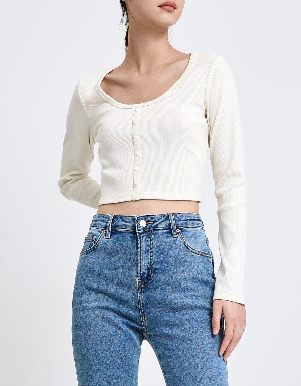 Buttoned Rib Knit Top