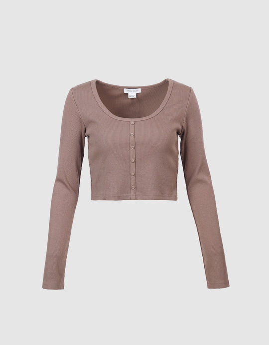 Buttoned Rib Knit Top