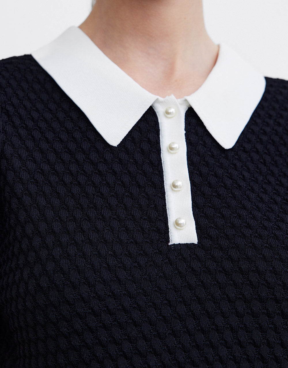Contrast Collar Knitted Polo Shirt