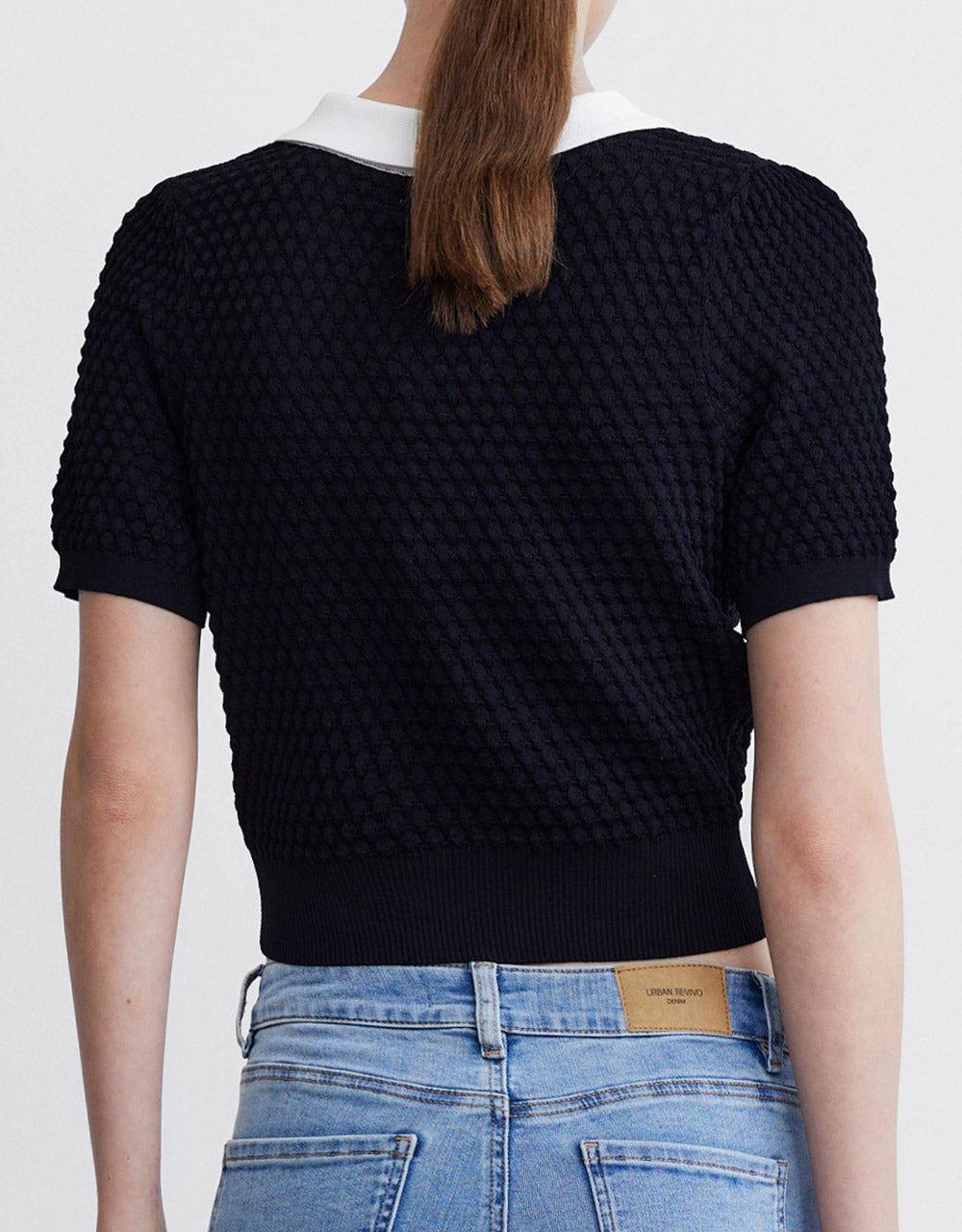 Contrast Collar Knitted Polo Shirt