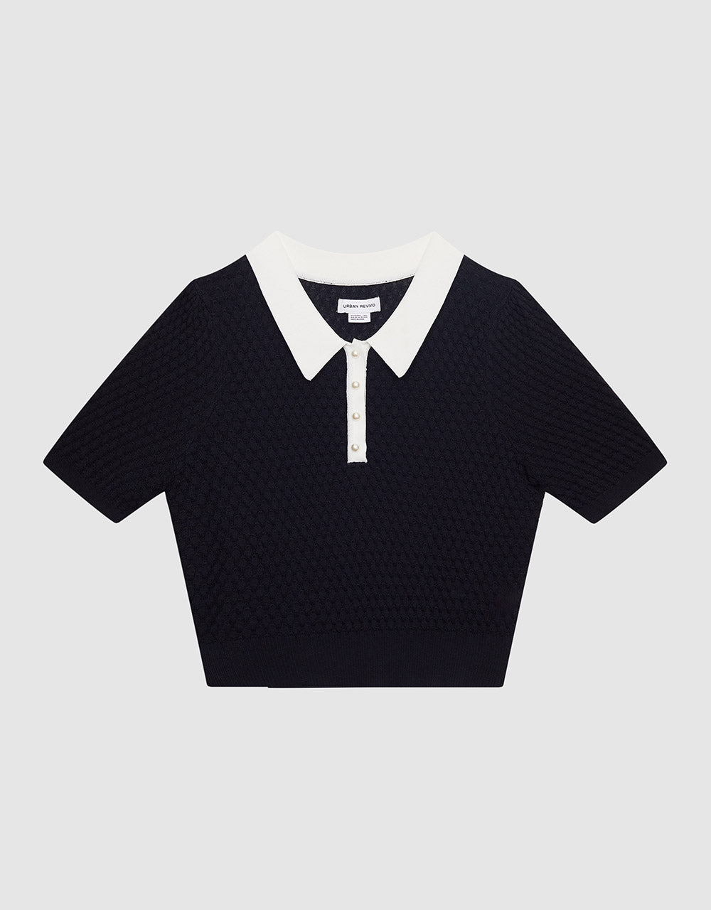 Contrast Collar Knitted Polo Shirt