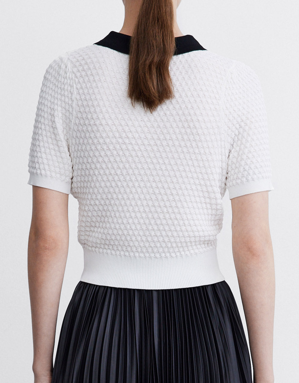 Contrast Collar Knitted Polo Shirt