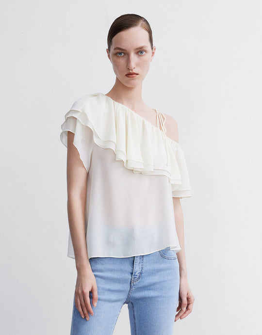 Asymmetric Ruffle Blouse
