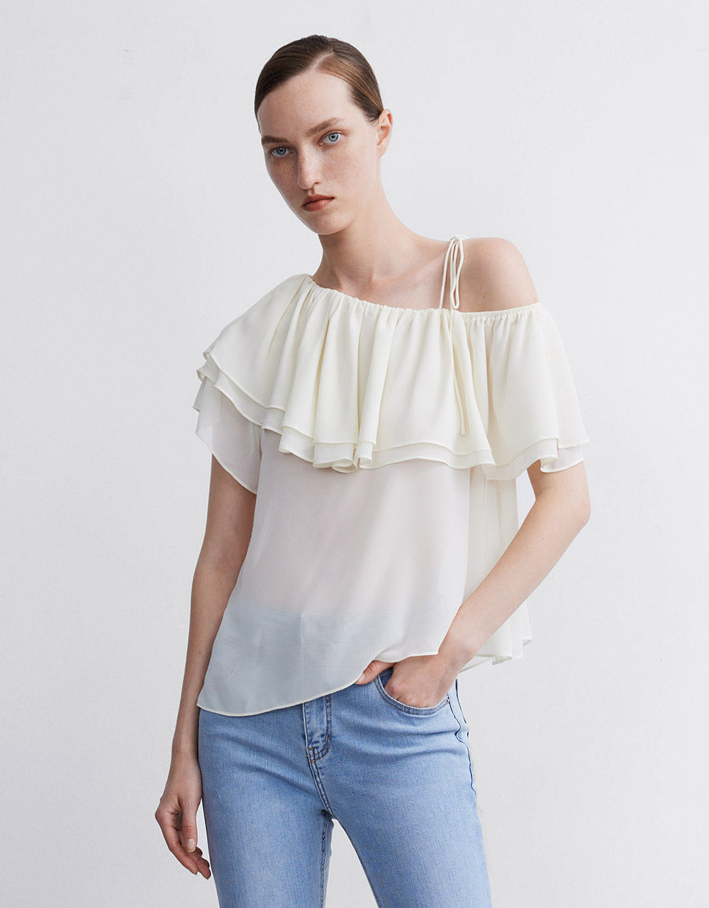 Asymmetric Ruffle Blouse