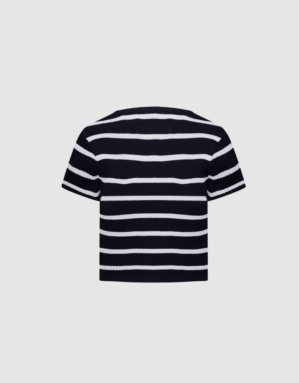 Button Front Striped  Short Sleeve Cardigan