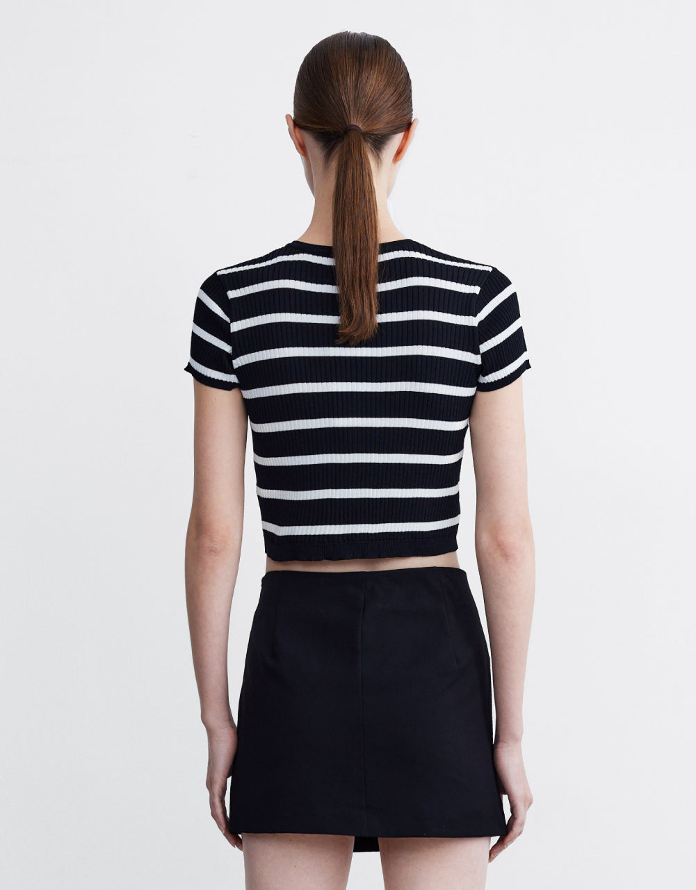 Button Front Striped  Short Sleeve Cardigan