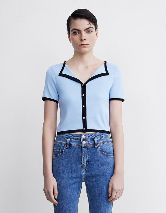 Contrast Color Cardigan