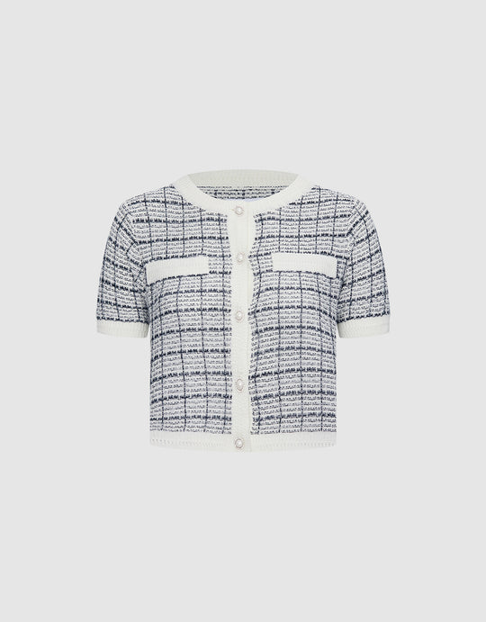 Tweed Checkered Cardigan