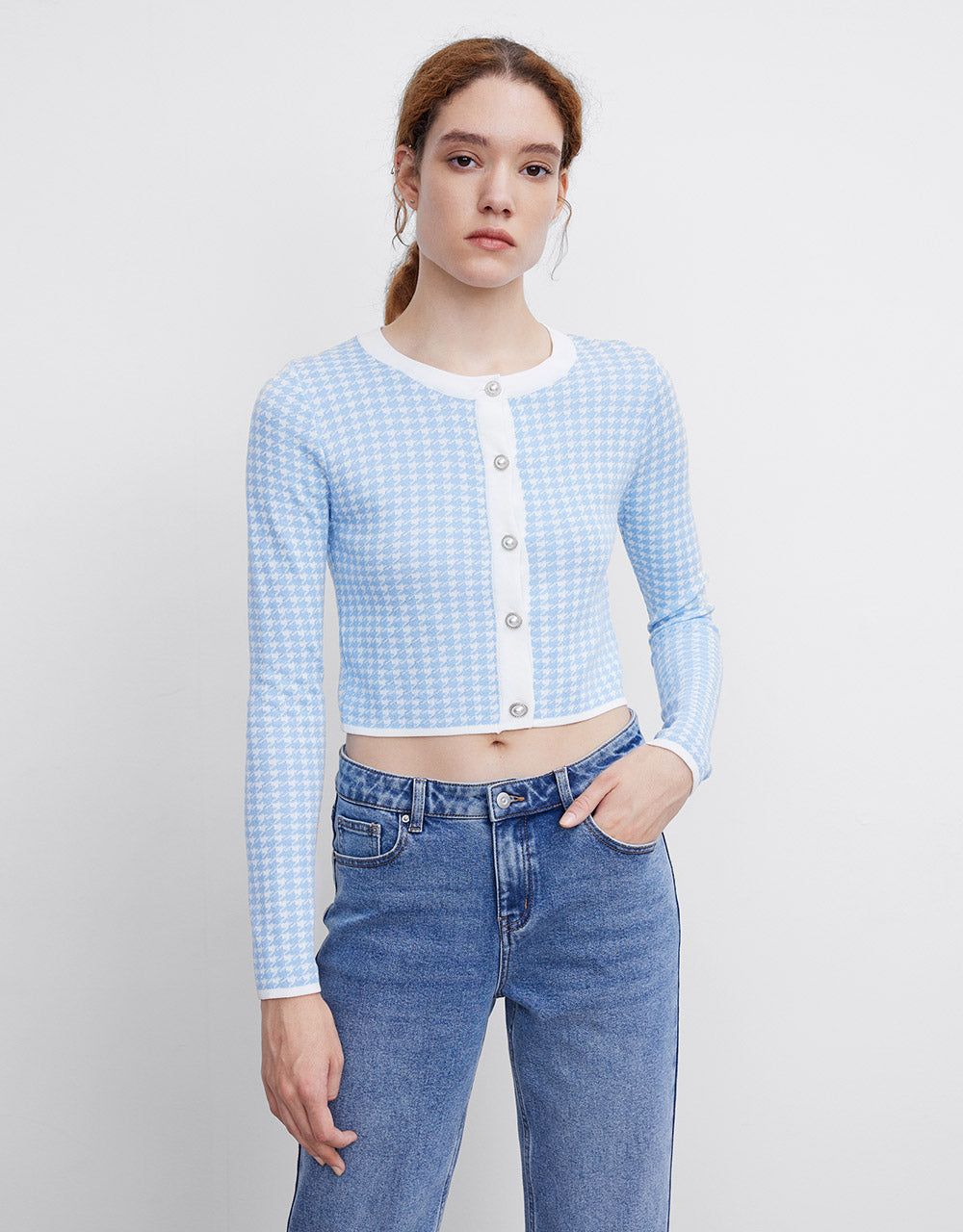 Checkered Tweed Cardigan