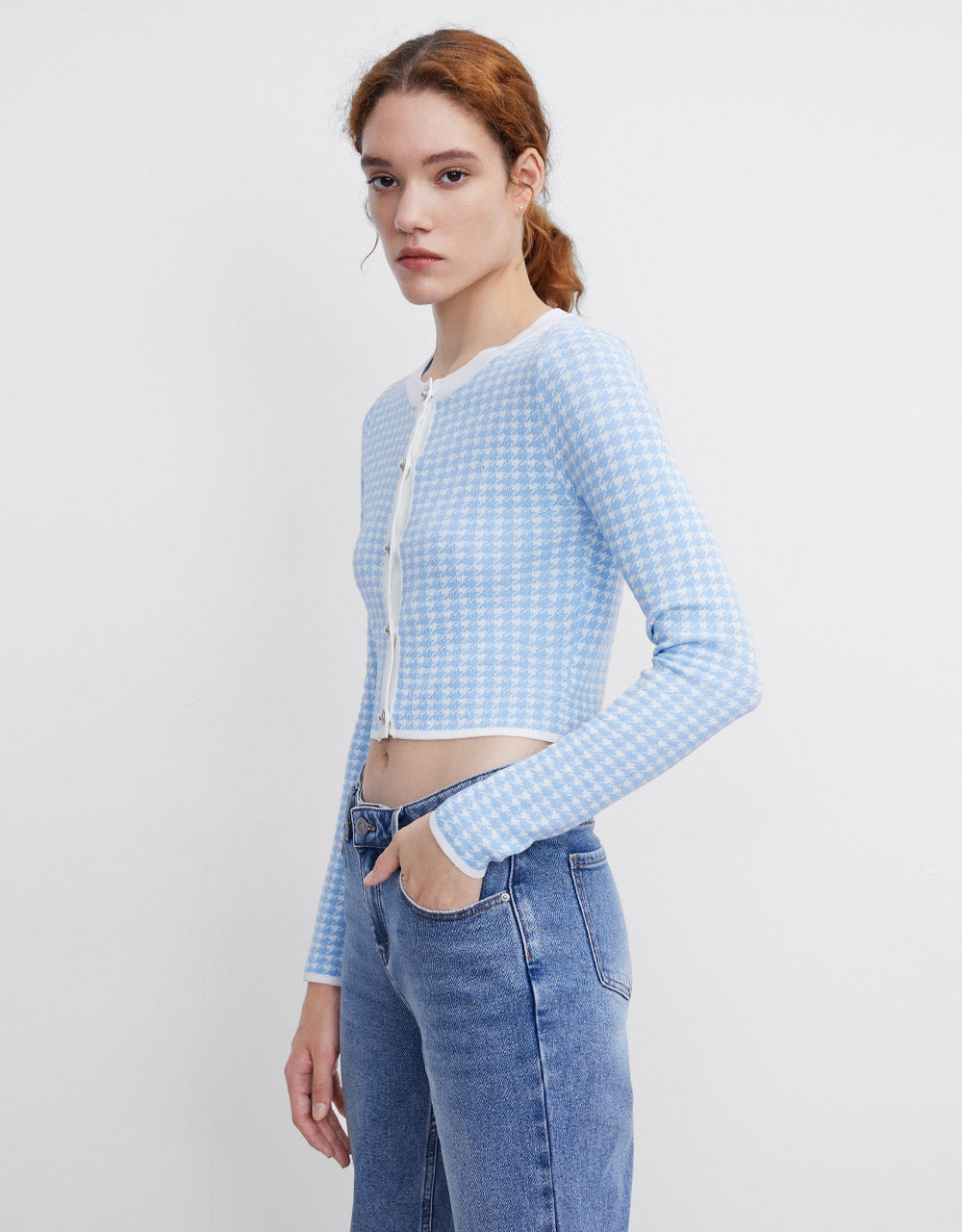 Checkered Tweed Cardigan