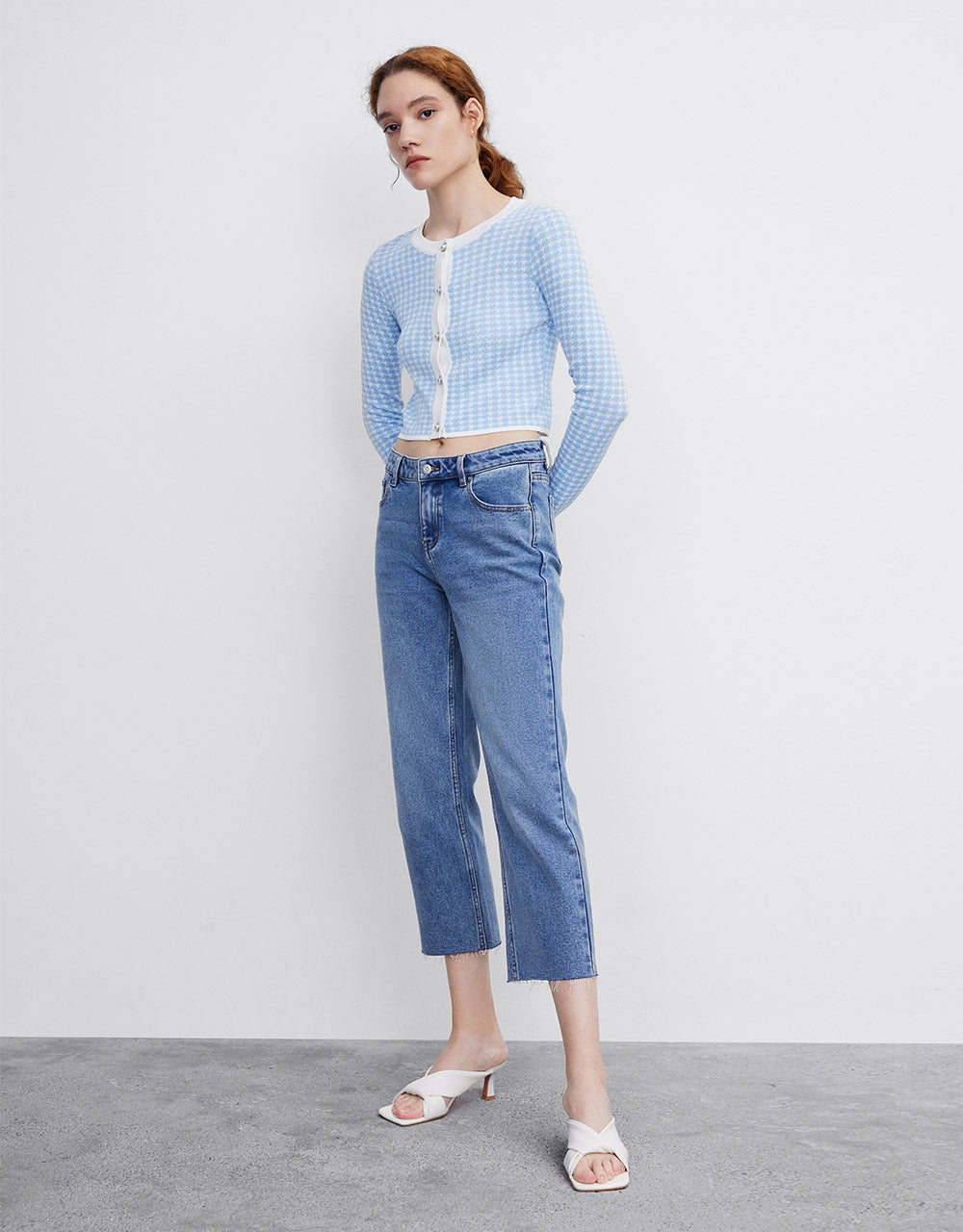 Checkered Tweed Cardigan