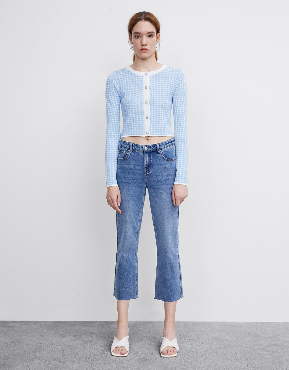 Checkered Tweed Cardigan